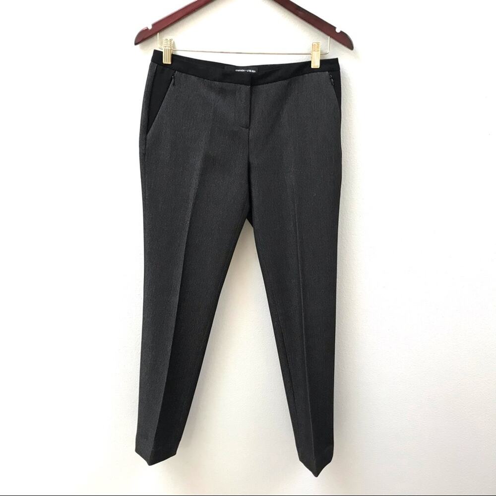 Amanda + Chelsea Career Tapered Cropped Ankle Dress Pants Black & Gray Women's 2